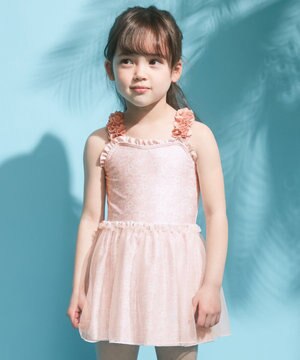  花柄チュールワンピース水着