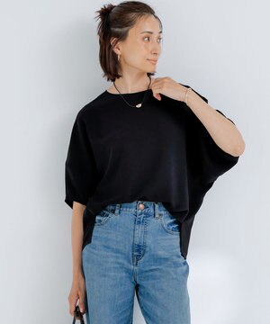  【吸水速乾/UVカット/接触冷感】ストレッチジョーゼット ランタンスリーブ カットソー