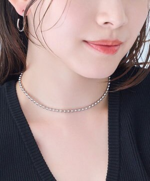  【金属アレルギー対応】ドットラインチョーカー　シルバー/ニッケルフリー/41.5cm