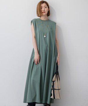  【Oggi8月号掲載/接触冷感/洗える】ツイストコットンプレーティング スリーブレスワンピース