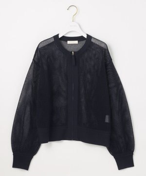  【洗える】メッシュニット ブルゾン