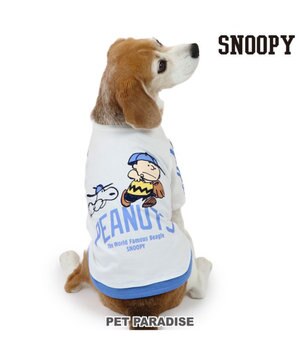  スヌーピー Tシャツ 《ファインプレー柄》 白色 中型犬 大型犬