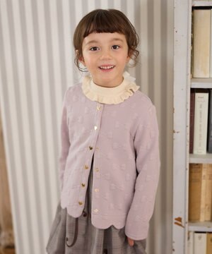  リボン ジャガード カーディガン