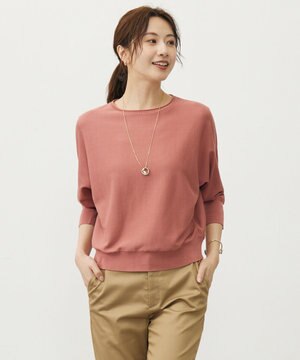  【WEB限定カラーあり・洗える・抗菌防臭】COTTON POLYESTER ドルマンスリーブ ニット
