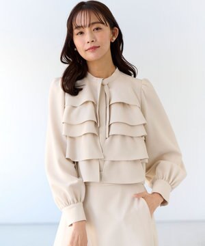  【KUMIKYOKU NAVY】コンフォータブルドレープ フリルブラウス