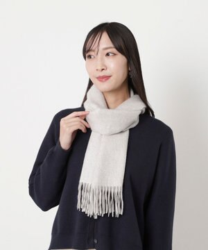  FURLA(フルラ）カシミヤ100％ 無地 マフラー ロゴ刺繍 手洗いOK／幅30cm