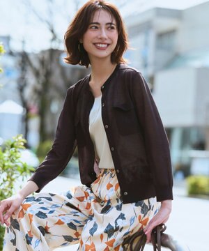  【WEB&一部店舗限定カラーあり】シャイニーシアー フラップポケット カーディガン