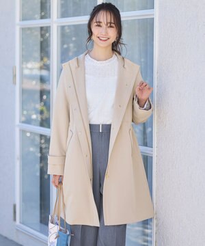  【撥水・UVカット・洗える】フーデットロング コート