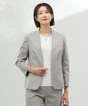 【セットアップ対応・洗える・撥水】コットンFITTY ノーカラー ジャケット