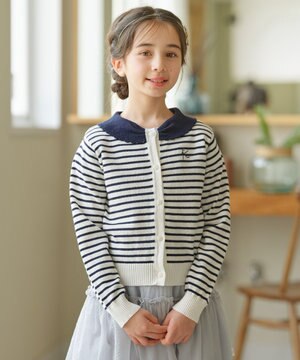  【110-140㎝】リボンカラー カーディガン