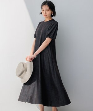  【洗える】デニムライクシャンブレー ワンピース