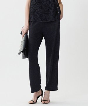  【洗える】 シャイニーラメジャガード セミワイドパンツ