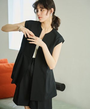 【洗濯機可能/ストレッチ】ペプラムジレ