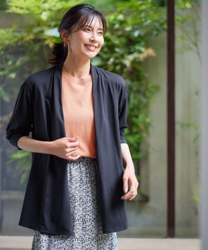  【接触冷感/UVケア/吸水速乾】7分袖シアーカーディガン