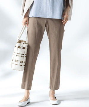 【洗える】リネンヴィスコーステーパード パンツ