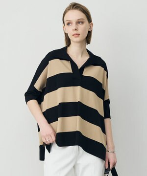  【先行予約】VIS/NYハイゲージ 半袖ボーダーポロニット