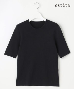  【エステータ】コットンシルク 5分袖ニット