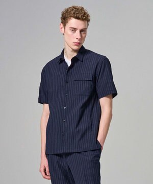  【新素材】エアリッジストレッチ ポケット付レギュラーカラー半袖シャツ