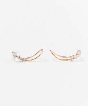  【K10】ラインビジューピアス&イヤリング