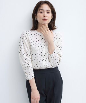 ドットジョーゼットプリント ブラウス