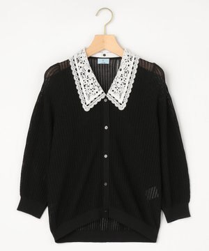  【先行予約・WEB限定】レーシーニット レース襟付き カーディガン