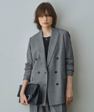 【UVカット・洗える】ウール2WAYストレッチ ダブルブレストジャケット
