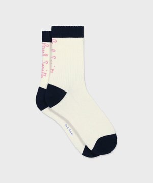  リブ バックロゴ ソックス