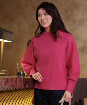  【洗える】モックネックジャガードニットプルオーバー