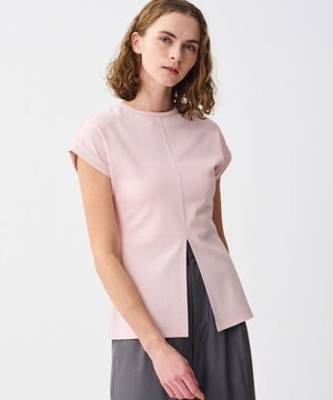  【UVカット・接触冷感・洗濯機洗い可】ダブルフェイスジャージー 2WAYスリットトップス