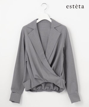  【エステータ】ウールシルクギャバジン テーラードブラウス