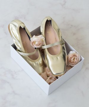  【Bridget Birkin】エラスティックバンドスクエアバレエシューズ