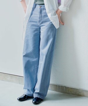  【GLOW5月号掲載/洗える】ライトダンガリー ワイドパンツ