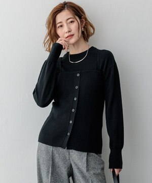  【洗える】レイヤードビスチェ ニット