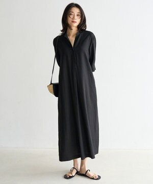  リネンレーヨン スキッパー ワンピース