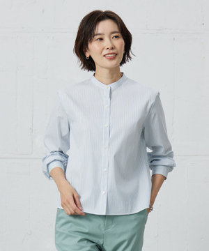 【洗える】BEZ VEGA バンドカラー ブラウス