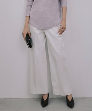  【洗える】T/Cストレッチサテン ワイドパンツ