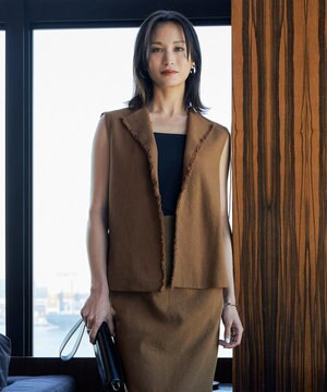  コットンリネンキャンバス ジレ