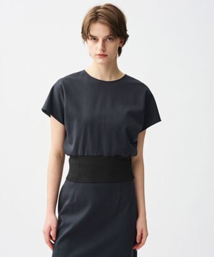  ダブルフェイスジャージー ドルマンスリーブリブトップス