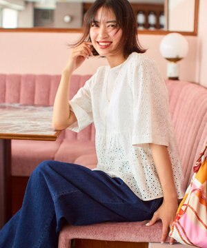  【新色追加】エンブロイダリーレースフリル ブラウス