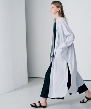  コットンクロスストライプ シャツワンピース