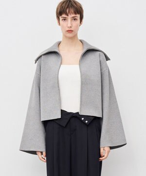  カシミヤブレンドニット ジップアップブルゾン