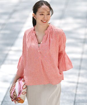  【洗える】LIBECO タックスリーブ シャツ