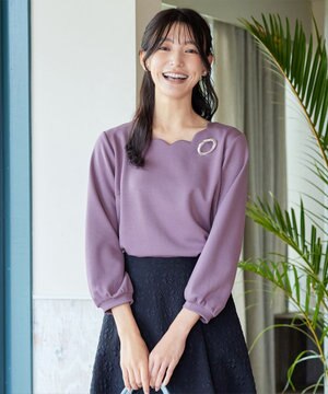  【ふわもち美すふれ・洗える】スカラップカットソー