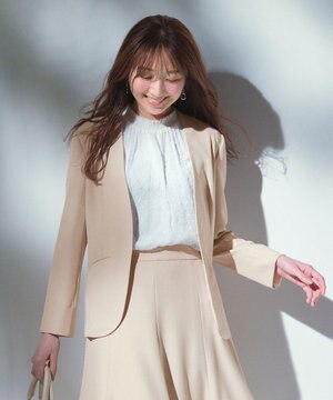  【セットアップ可】リネンライクポリエステル ジャケット