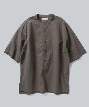  【UNISEX】COTTON PAPER POPLIN BAND COLLAR PULLOVER シャツ