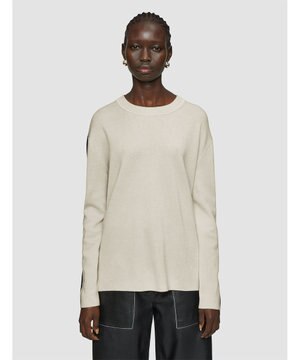  【洗える】バイカラー　ロングスリーブニット