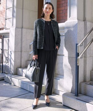  【XSサイズ～/洗える】ダブルフェイススーティング テーパードパンツ