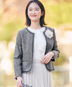  ミニライトボーダー ノーカラージャケット