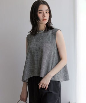  【WEB限定】メランジレノクロス 裾フレアブラウス