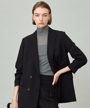 【洗える】 パウダリーチュール ハイネックトップス